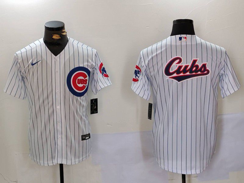 Men Chicago Cubs Blank White stripe Game 2024 Nike MLB Jersey style 3->new york yankees->MLB Jersey